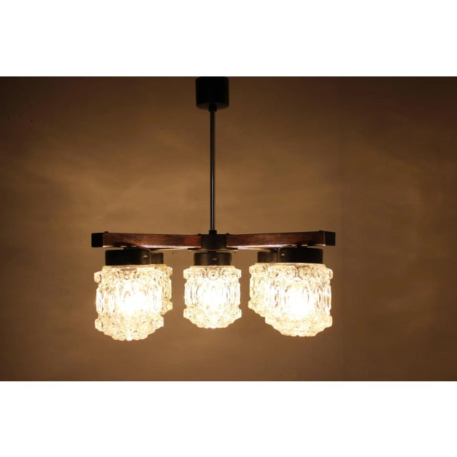 Vintage Glass Chandelier, 1970s For Sale - Image 4 of 11