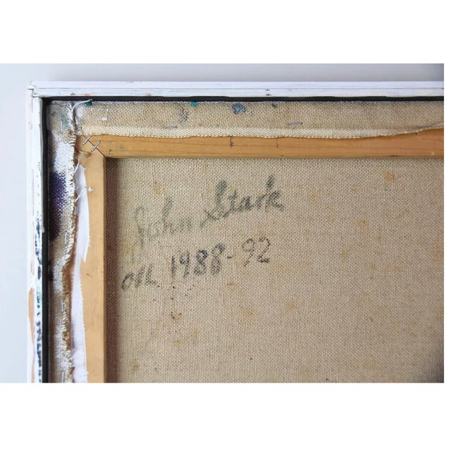 Green Abstract Expressionist Lyrical Oil Painting on Canvas, Framed, Signed Jon Stark, 1988-1992 For Sale - Image 8 of 8