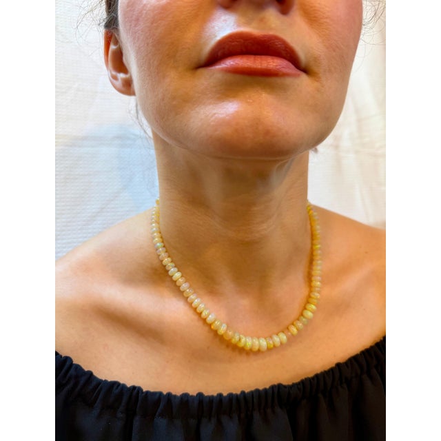 Gold Natural 114 Ct Ethiopian Opal Bead Single Strand Necklace 14 Karat Yellow Gold For Sale - Image 8 of 8