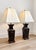 Chinoiserie Vintage Asian Chinoiserie Black Glazed Ceramic Foo Dog Table Lamps Large Matching Pair For Sale - Image 3 of 11
