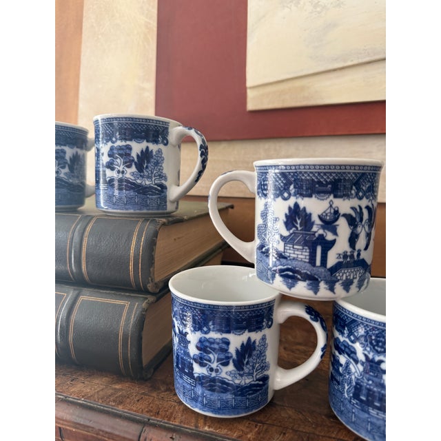 1970s Blue Willow Coffee Mugs - Set of Eight (8) For Sale - Image 11 of 12