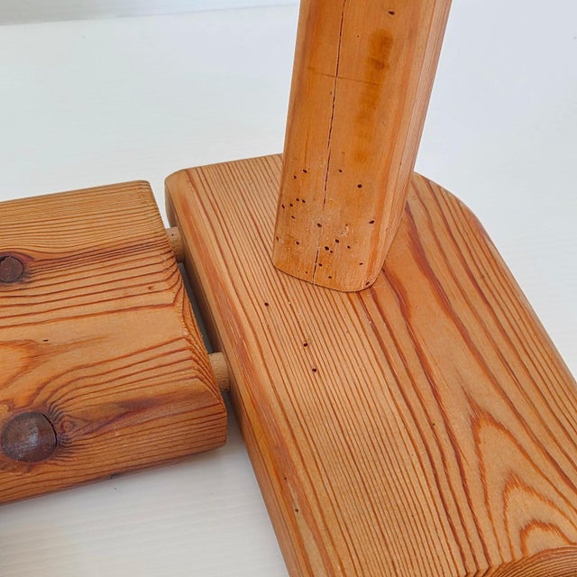 Wood Vintage Swedish Scandinavian Stool in Pine by Olof Ottelin for Finnsauna, 1950 For Sale - Image 7 of 14