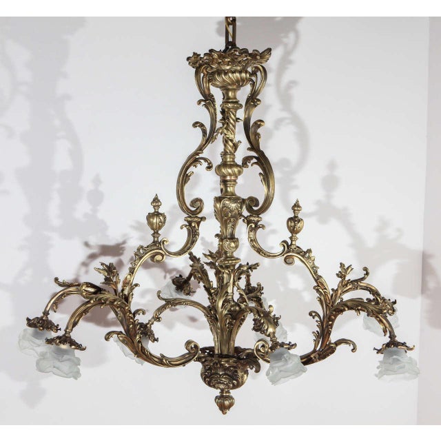 Late 19th Century French Brass Eight-Arm Chandelier For Sale - Image 10 of 10