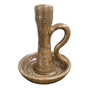 Signed John Meaders Studio Pottery Chamberstick Candle Holder – Southern Folk Art, Georgia