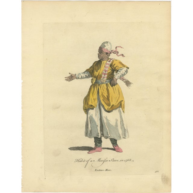 Habit of a Moorish Slave, North African Costume Engraving, 1749 : A compelling and historically evocative hand-colored...