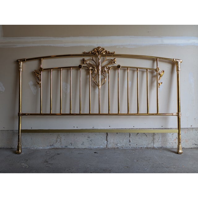 Art Nouveau Late 20th Century Art Nouveau King Brass Bed Frame by Elliott's Designs For Sale - Image 3 of 18