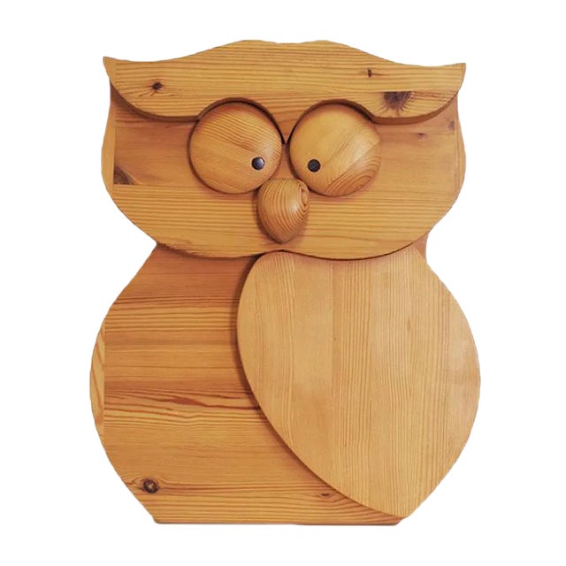 Wood Carving Owl, 1980s For Sale