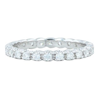 New 0.51ctw Diamond Eternity Ring 18k White Gold Size 6 Wedding Stackable Band For Sale