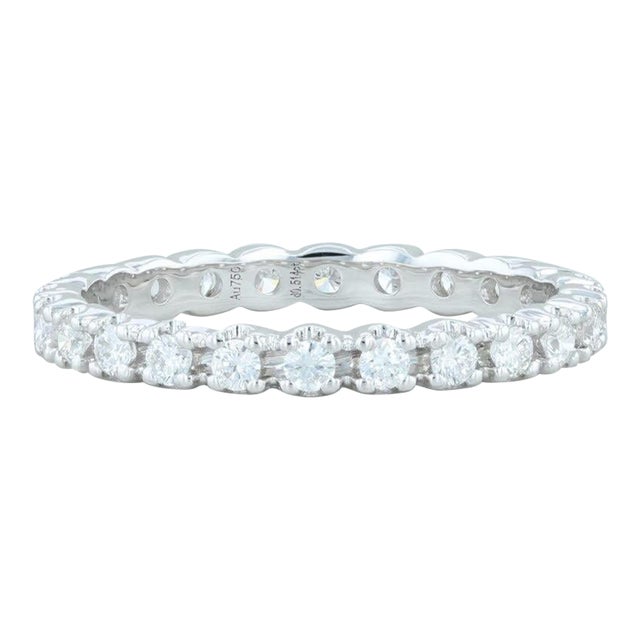 New 0.51ctw Diamond Eternity Ring 18k White Gold Size 6 Wedding Stackable Band For Sale