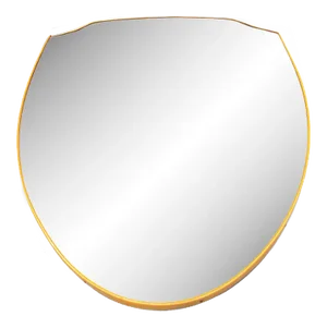 Shield-Shaped Mirror in Curved PVC with Brass Effect, 1950s