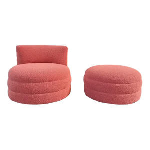 1980s Weiman Barrel Lounge Swivel Chair + Ottoman