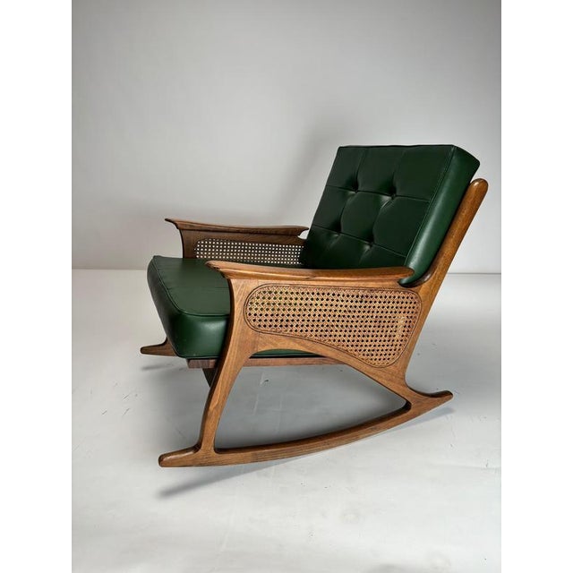 Mid-Century Modern Cane Rocking Chair, 1950s For Sale - Image 4 of 16