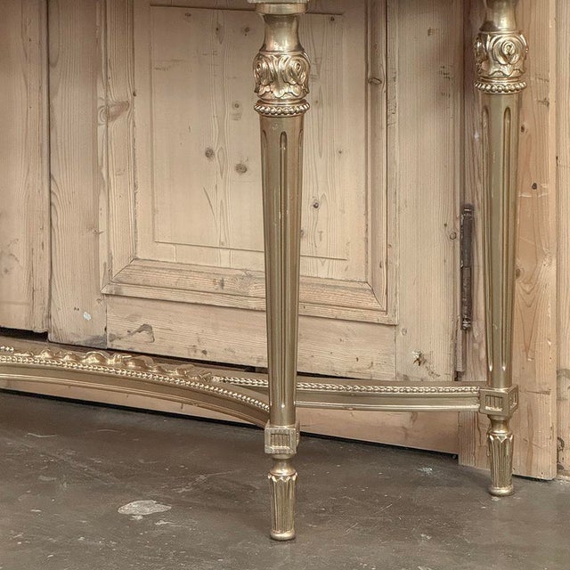 Wood Antique French Louis XVI Giltwood Demilune Console With Carrara Marble For Sale - Image 7 of 15