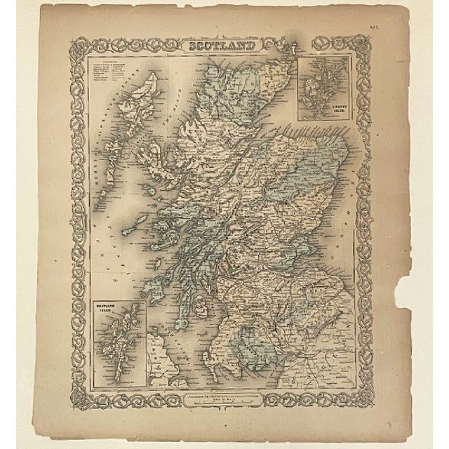 This is an antique hand-colored print of a map of Scotland published by the J. H. Colton & Co., who published maps and...