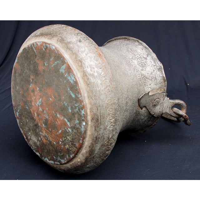 1920s Large Vintage Engraved Islamic Tinned Bucket in Copper, 1920s For Sale - Image 5 of 14