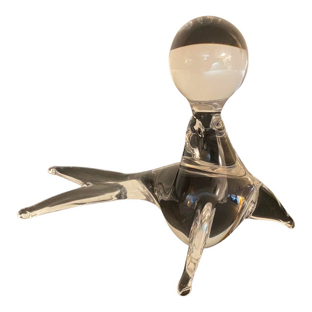 Mid 20th Century Art Glass Seal With Ball For Sale