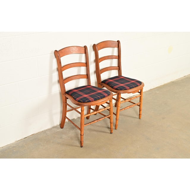 Ethan Allen Antique English Regency Carved Maple Side Chairs or Dining Chairs, Circa 1890s For Sale - Image 4 of 12