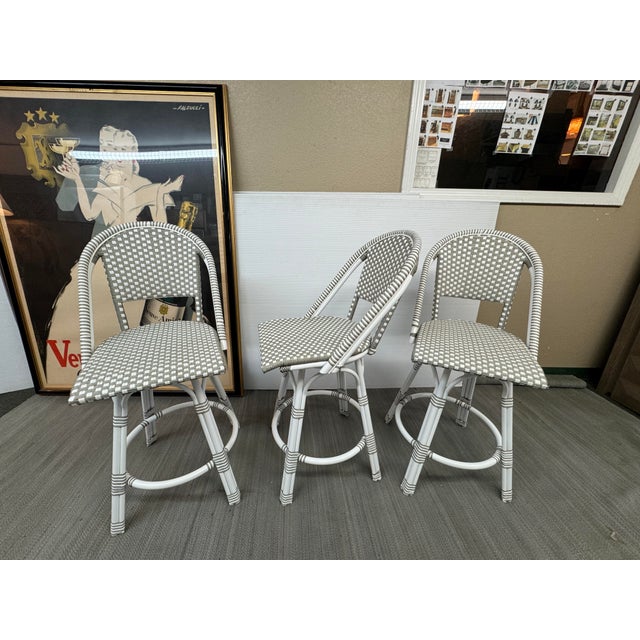 Coastal Serena & Lily Riviera Swivel Counter Stools, Set of Three For Sale - Image 3 of 12