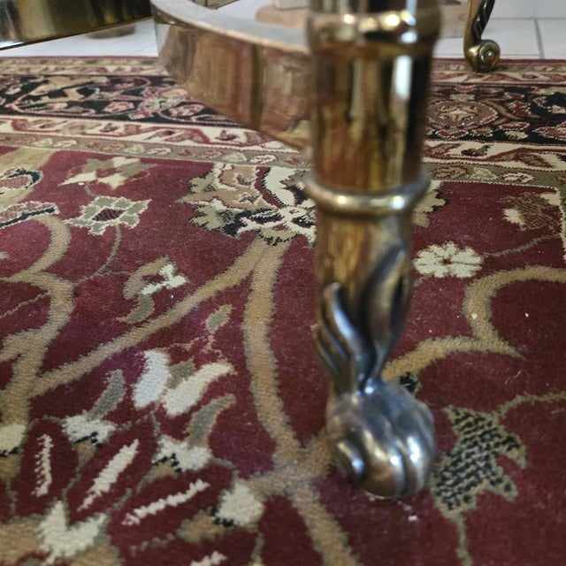 Brass Vintage Brass/Gold Metal Glass Top End Table Hollywood Regency La Barge Style For Sale - Image 8 of 9