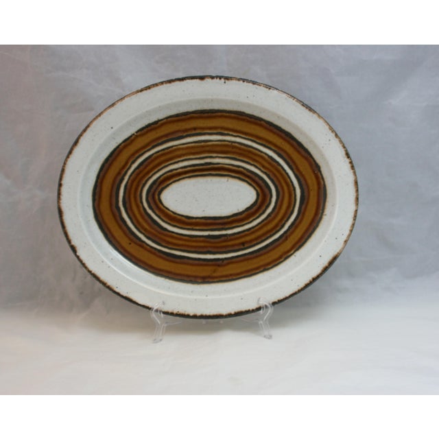 Ceramic Mid Century English Stonehenge Midwinter Earth Brown & White Oval Platter For Sale - Image 7 of 9