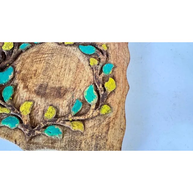 Wood Vintage French Decorative Wooden Board with Hand-Painted Floral Design 1960s For Sale - Image 7 of 12