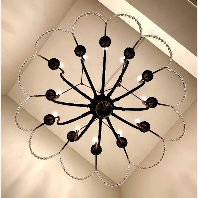 Italian Niermann Weeks 12-Light Italian Style Iron Chandelier With Chain Swags For Sale - Image 3 of 12