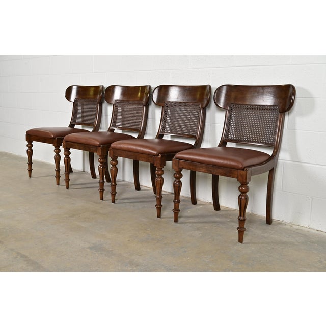 English Ralph Lauren for Henredon English Regency Walnut and Cane Dining Chairs, Set of Four For Sale - Image 3 of 14