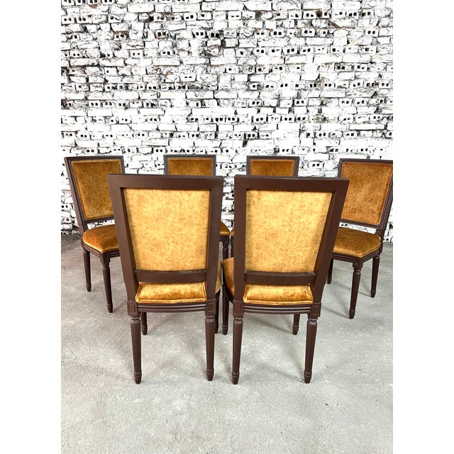 Louis XVI Style Square Back Dining Chairs – Set of 6 For Sale - Image 4 of 5