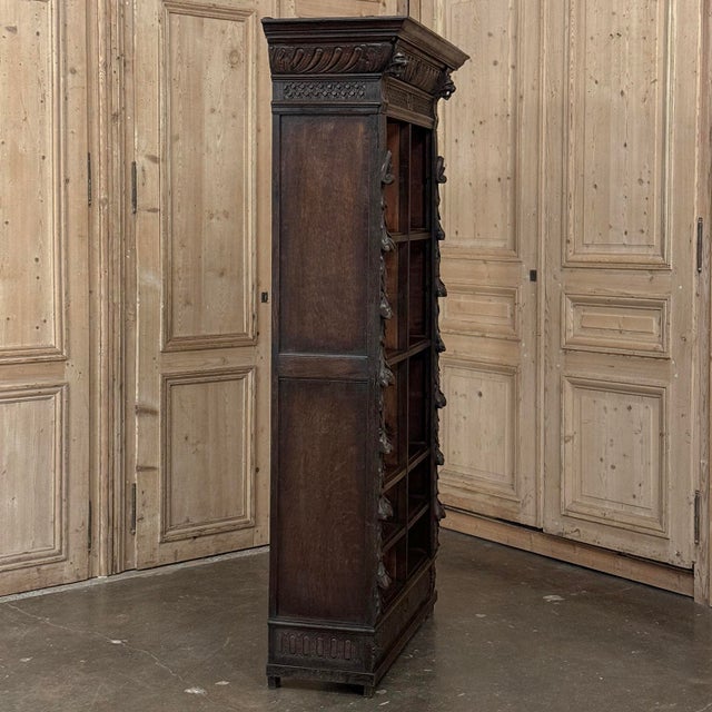 19th Century Renaissance Revival Carved Oak Barrister's Bookcase For Sale - Image 11 of 18