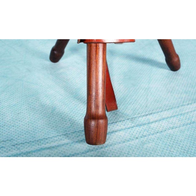 Brown Scandinavian Travel Stool in Leather For Sale - Image 8 of 9