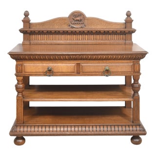 Carved Oak Serving Table For Sale