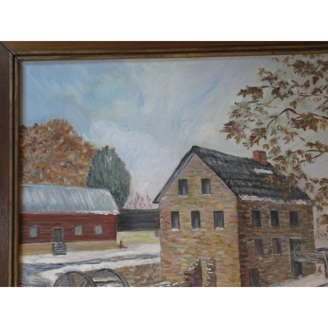 1980s 1980s Oil Painting Stone Mill Penypack Creek Homesburg Phila. Pa. Dorothy Strand, Framed For Sale - Image 5 of 14