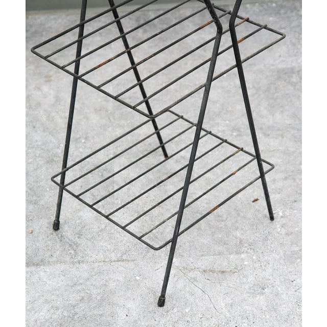 Mid Century Modern Plant Stand Metal Wrought Iron Vintage Outdoor Indoor 3 Tier For Sale - Image 9 of 12