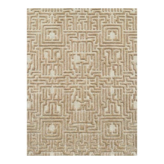 Theseus Hand-Tufted Maze Rug, Wheat Tan, 4x6 For Sale