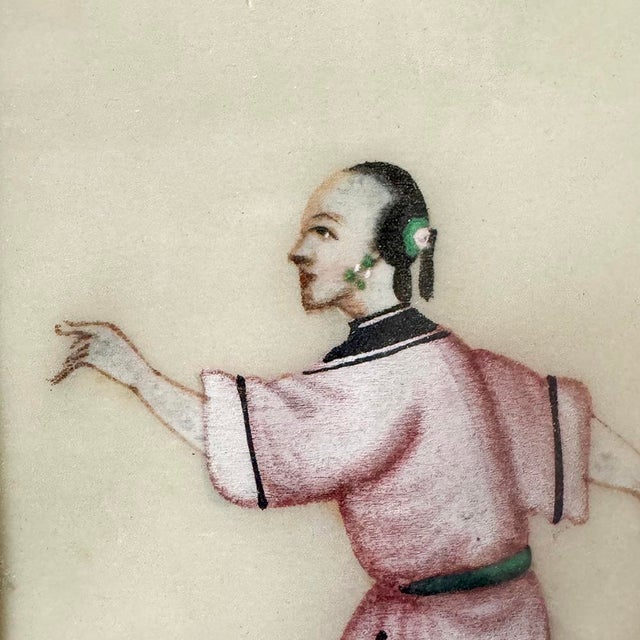 Set of Four Framed 18th Century Japanese Hand-Painted Figures For Sale - Image 14 of 16