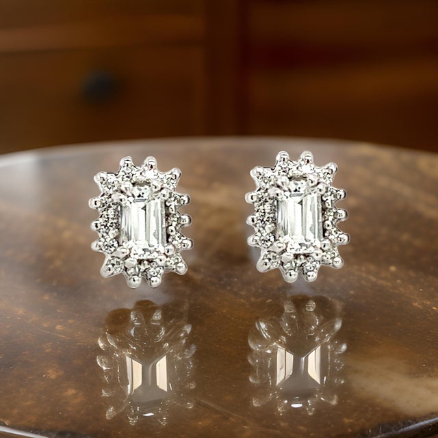 Natural Sapphire Diamond Stud Earrings 14k W Gold 0.94 TCW Certified For Sale - Image 11 of 16