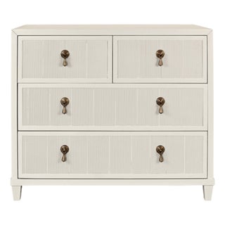 Matthew Izzo Home Pascal Antique White Matte Lacquer Three Drawer Chest With Brass Drawer Pulls For Sale