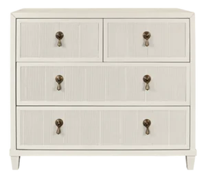 Matthew Izzo Home Pascal Antique White Matte Lacquer Three Drawer Chest With Brass Drawer Pulls