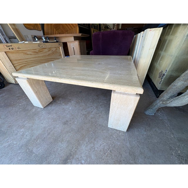 1970s Italian Modern Travertine Cocktail Table For Sale - Image 10 of 14