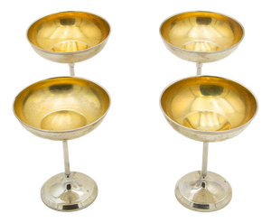 Plain Silver Champagne Glasses with Gold Interior, Set of 4