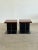 W17.5 D17.5 H17.5 Pair of heavy steel and pine side table with refinished wooden surfaces. Each unit shows in great...