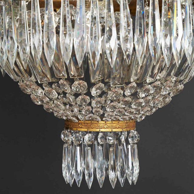 1950s Bronze and Crystal Ceiling Lamp, 1960s For Sale - Image 5 of 8
