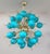 Italian sputnik chandelier with 30 Tiffany blue Murano glass globes and solid brass spikes mounted on brass frame in...