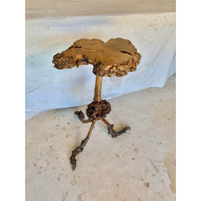 Wood 20th Century French Olive Wood Live Edge Side Table For Sale - Image 7 of 12