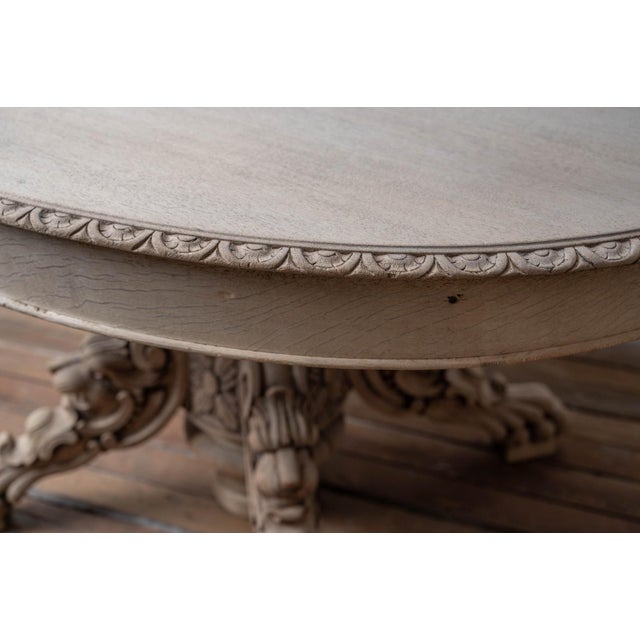 Carved Oak Oval Table, Lion Mask Pedestal, France, 19th Century For Sale - Image 10 of 14