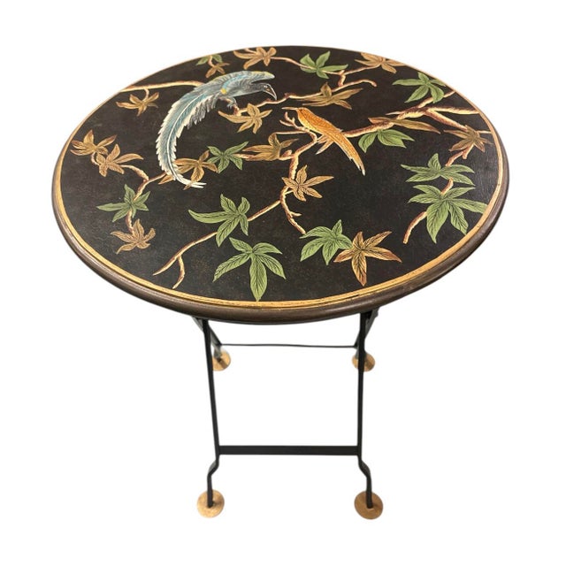Vintage Italian Hand-Painted Chinoiserie Tray Table by Ganci & C. For Sale - Image 4 of 11