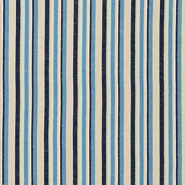 Sample - Schumacher Kiawah Stripe Fabric in Indigo For Sale