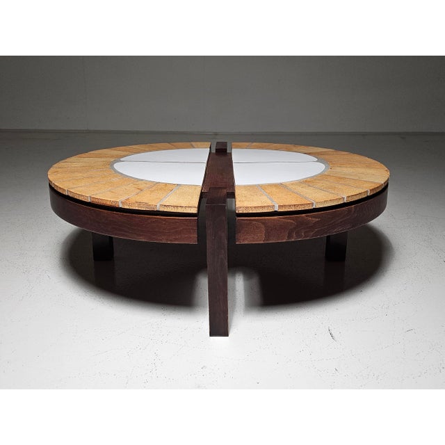 Ceramic and Oak Eucalyptus Coffee Table by Roger Capron, 1970s For Sale - Image 3 of 11