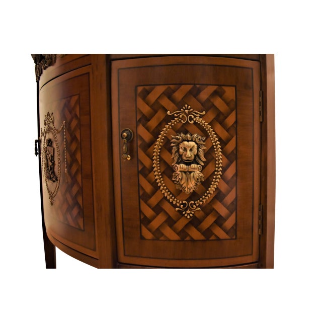 Mid 20th Century French Louis XVI Style Marquetry Demilune Cabinet For Sale - Image 9 of 12