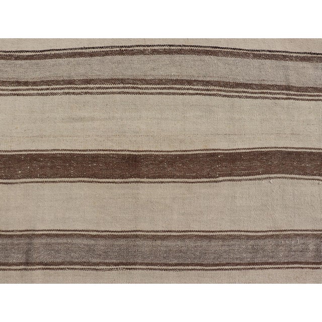 Textile Vintage Turkish Kilim With Vertical Stripes in Tan, Taupe, Grey, Cream and Brown For Sale - Image 7 of 11